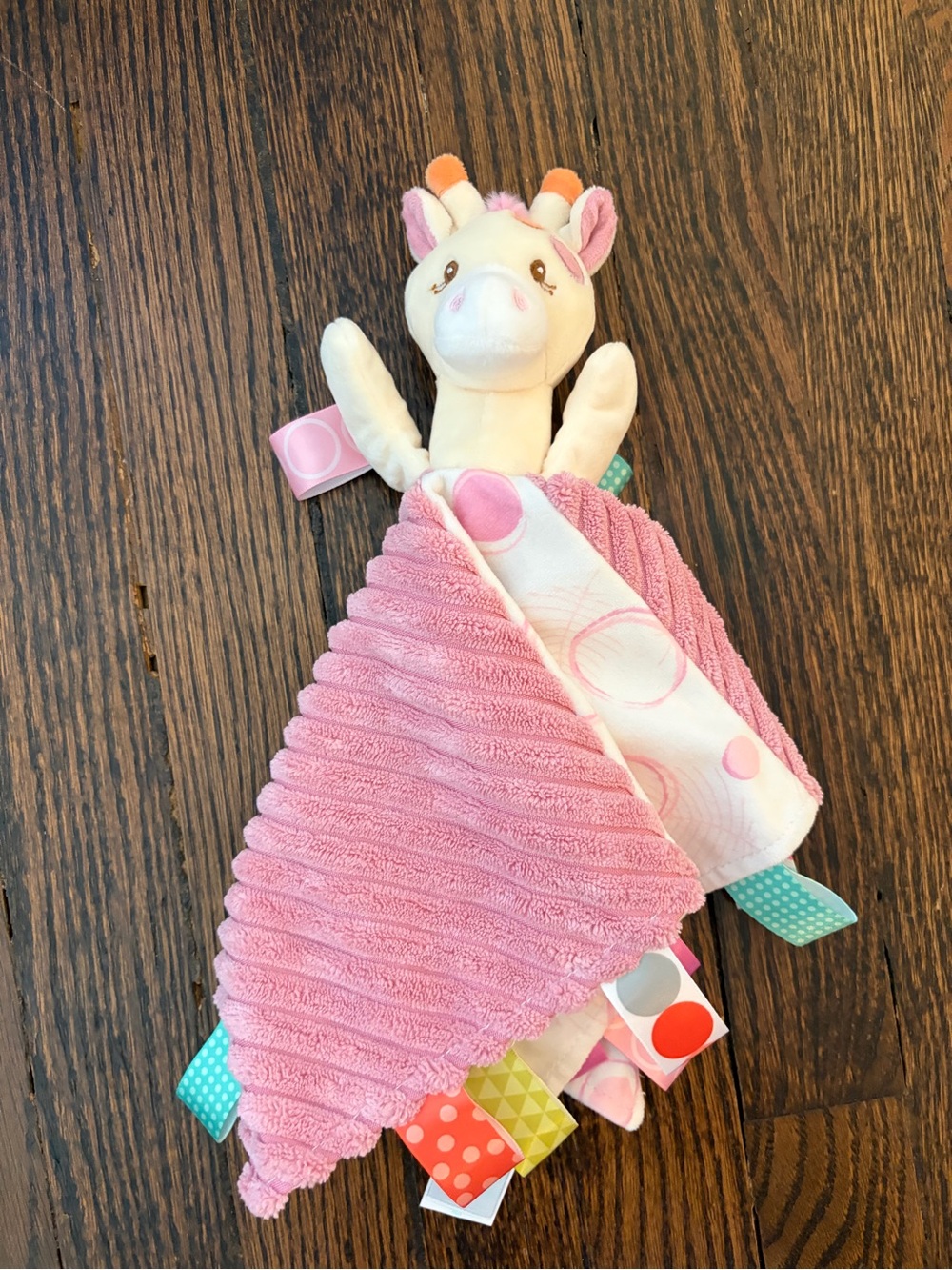 Plush Pink Unicorn Lovey Teether Toy - Soft Taggie Comfort